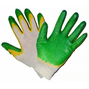 Перчатки синт.белые с зеленым обливом рр.L-XL(9-10)